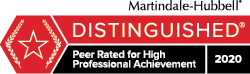 Martindale Hubbell | Distinguished | Peer Rated for High Professional Achievement 2020